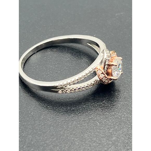 IBB CN 925 Rose Gold Vermeil CZ Two‎ Tone Floral Love Knot Ring Sz 8 - Picture 8 of 8